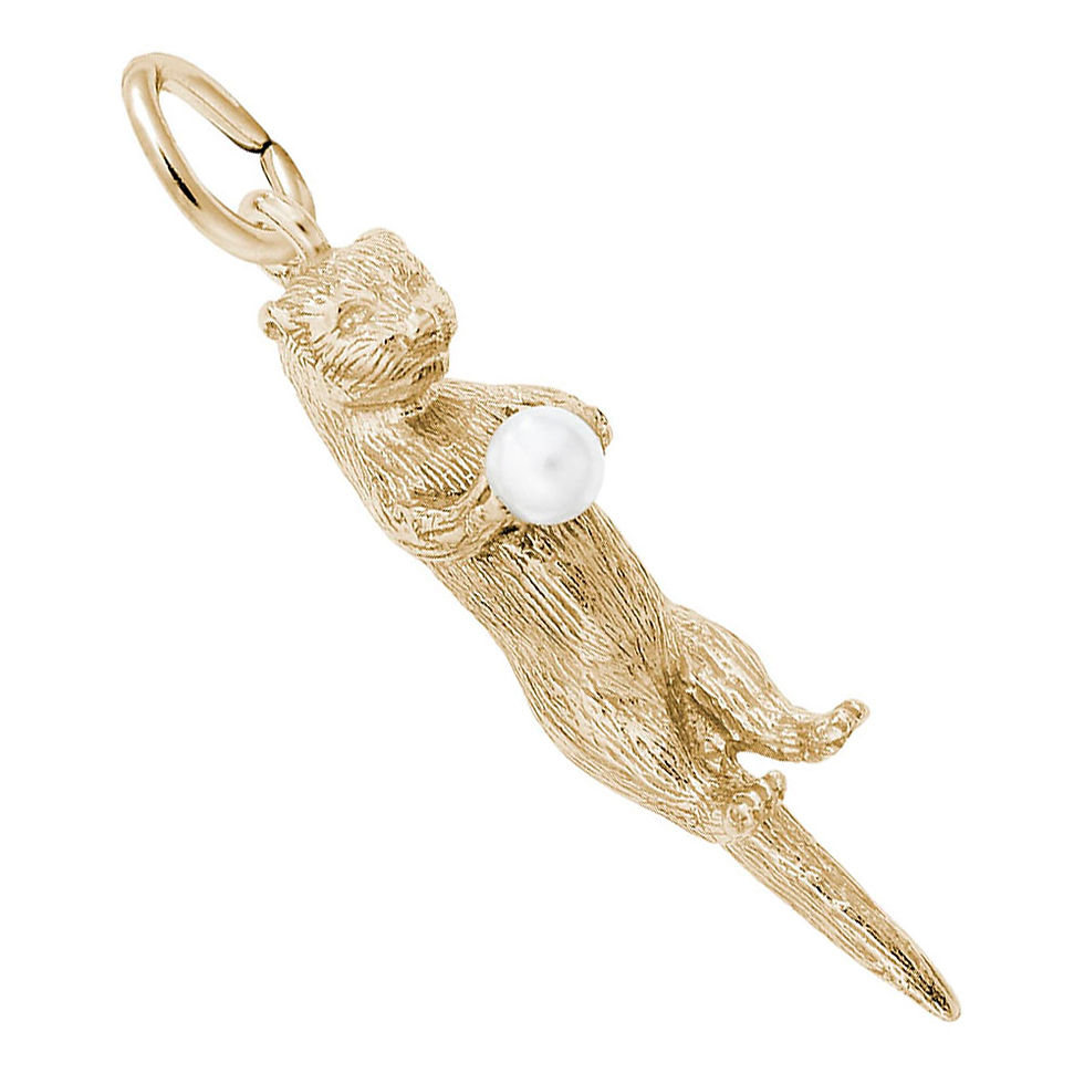 Thumbnail: Sea Otter Charm in Silver or Gold, Rembrandt