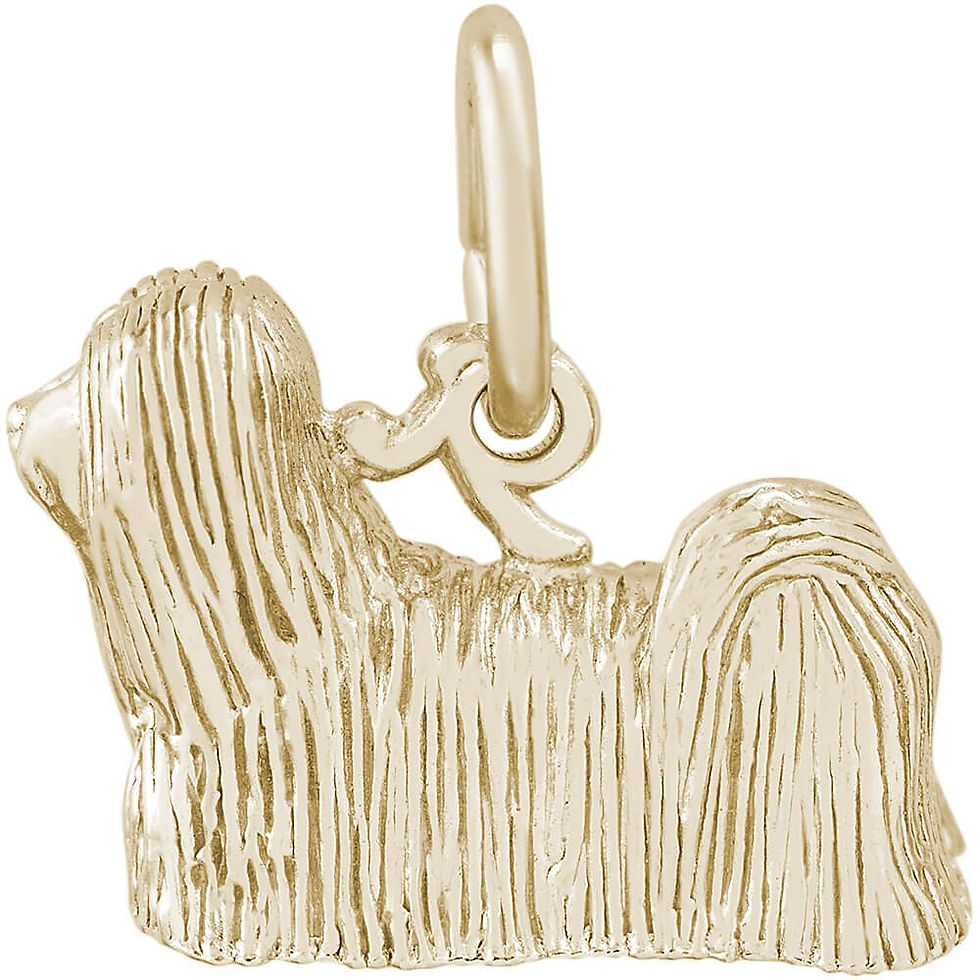 Thumbnail: Lhasa Apso Dog Charm in Silver or Gold, Rembrandt