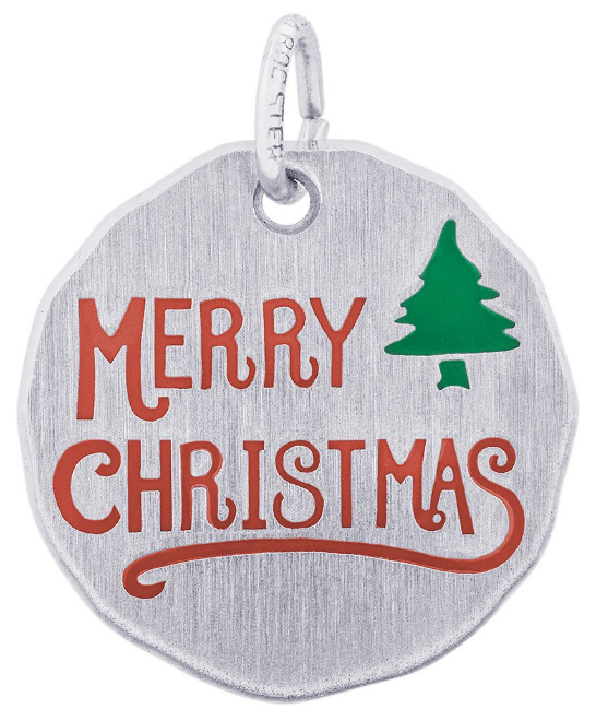 Thumbnail: Merry Christmas Tag Charm in Silver or Gold