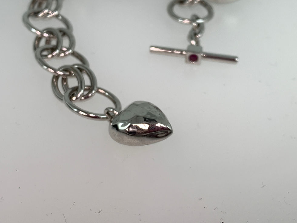 Thumbnail: Elle Heart & Link Bracelet in Sterling Silver with Rhodium