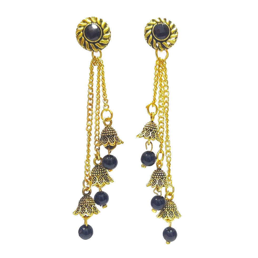 Thumbnail: Long dangling black bead earrings