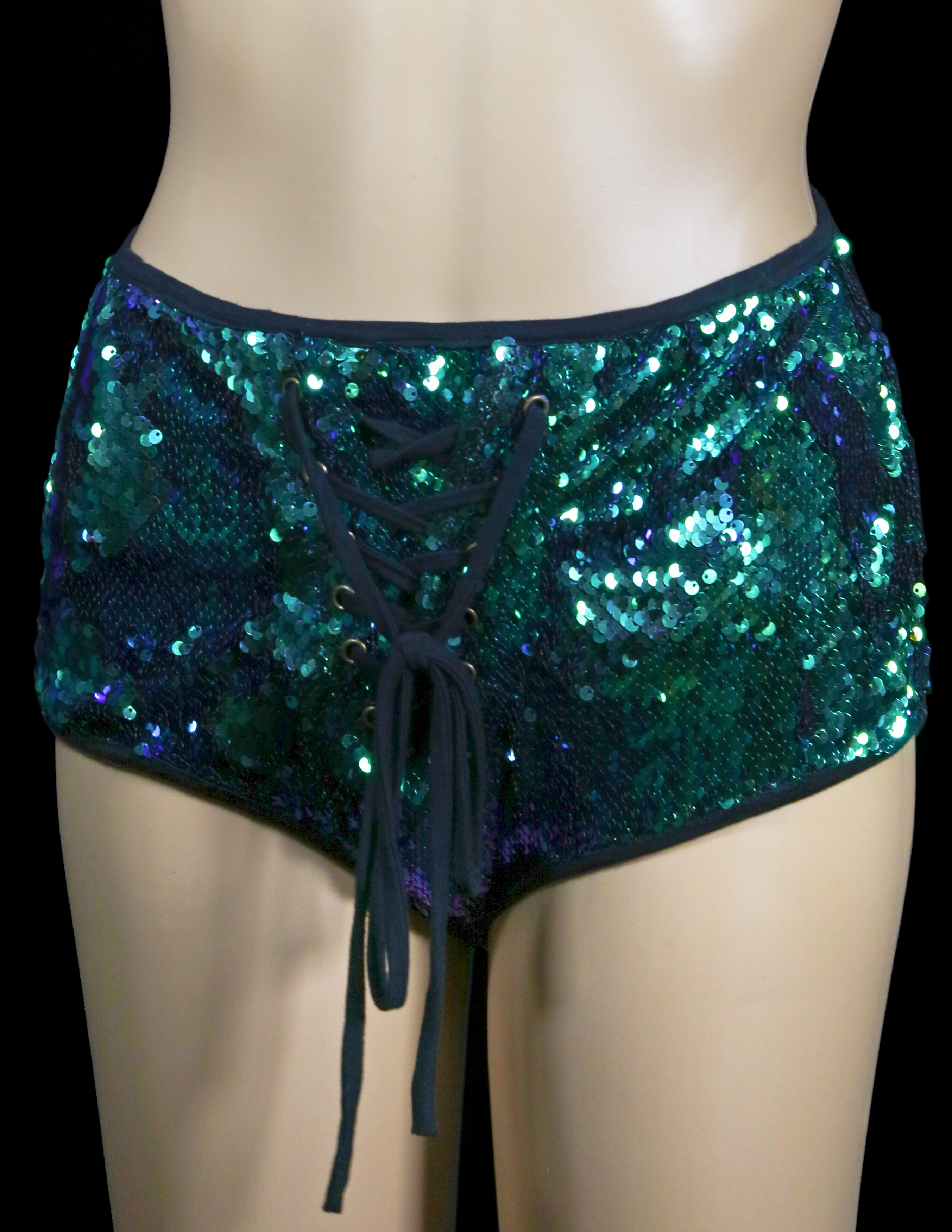 Green Sequin Shorts