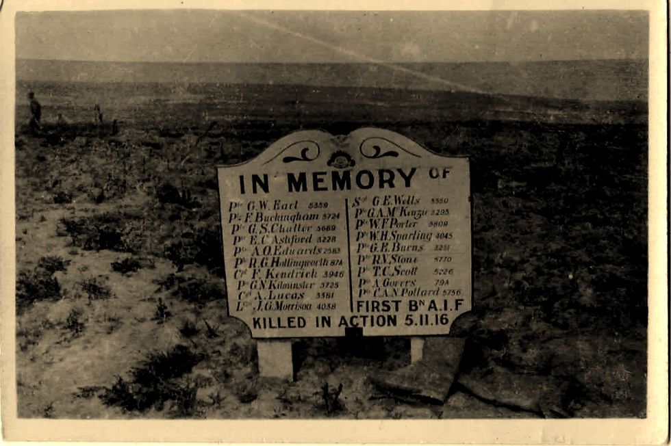 This photograph was taken during or just after the war. It shows all those buried in the Bayonet Trench Cemetery. Taken by: Ben William Champion (provided by Penny Ferguson)
