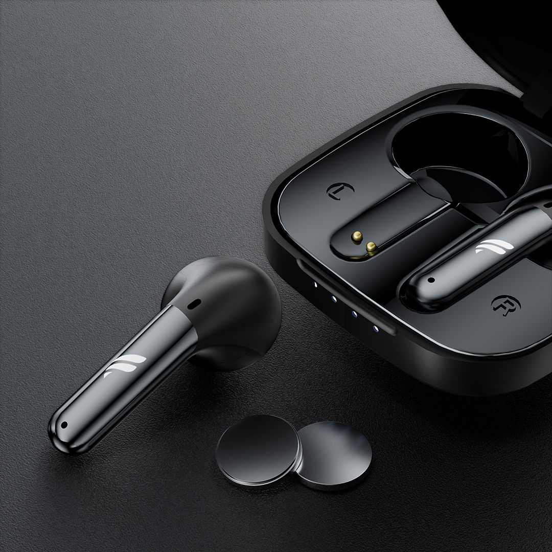 Fone de ouvido Bluetooth TM02 estojo aberto
