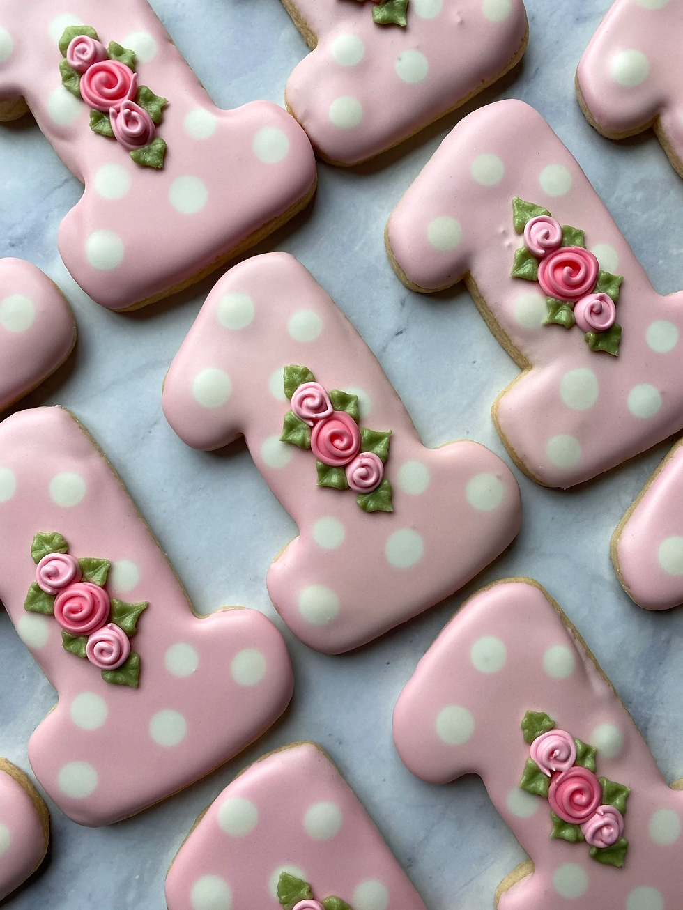 Thumbnail: Birthday Number Cookies, Floral Birthday Favors - 1 dozen