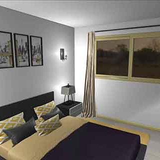 decoration d'interieur 3 D pour chambre à coucher de couleur jaune
