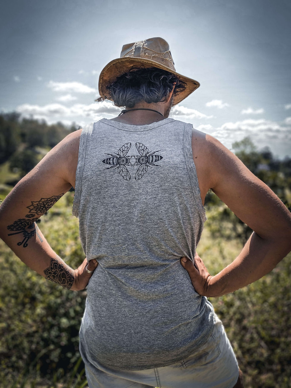 Thumbnail: BEE FLOWER Grey Marle Singlet