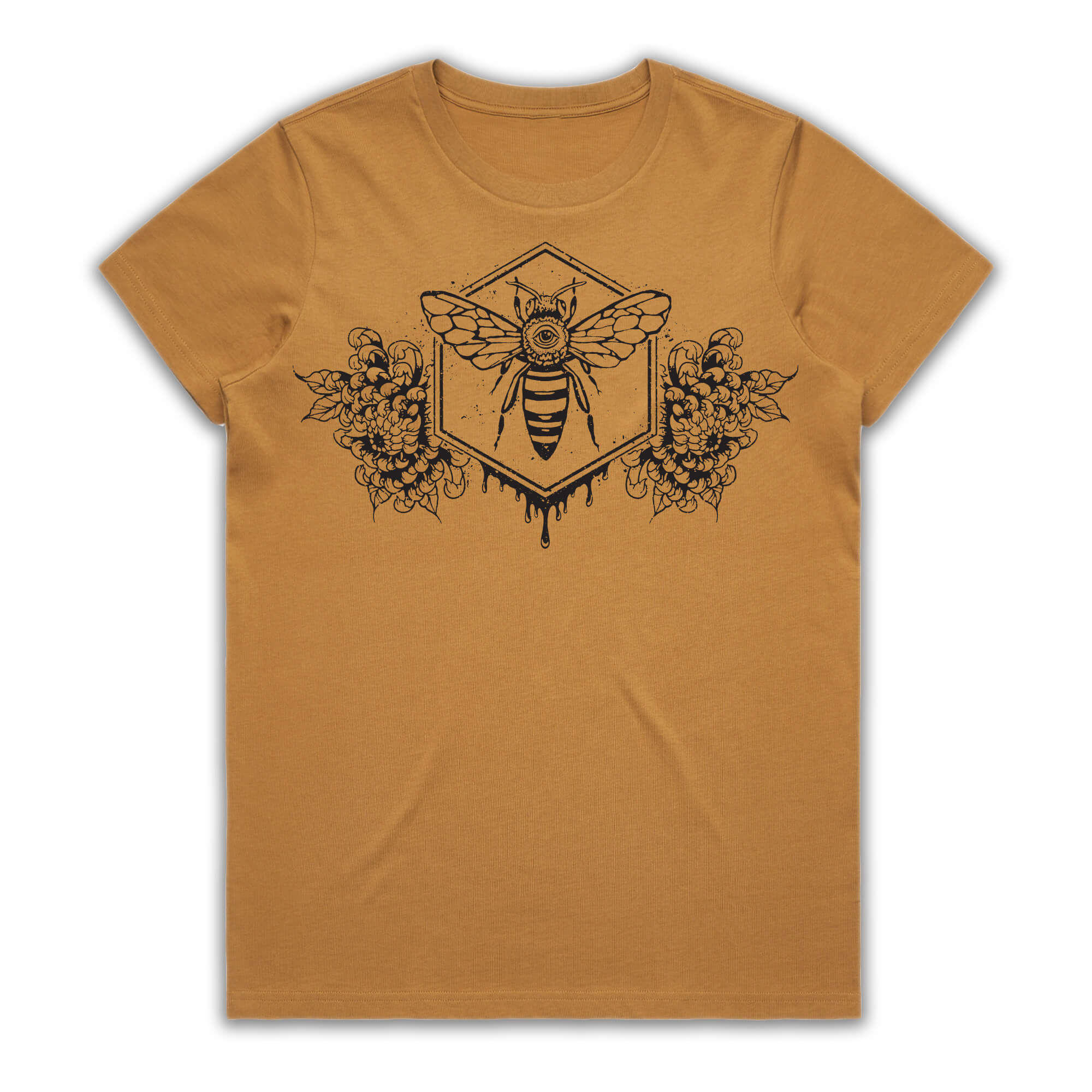 BEE FLOWER Ladies Camel T-Shirt
