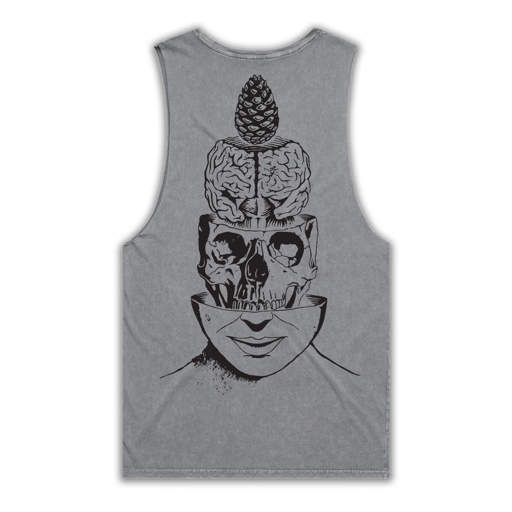 PINEAL SKULL Ash Stone Wash Tank