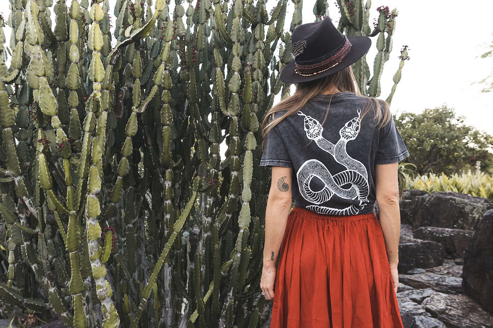 Thumbnail: DOUBLE HEADED SERPENT SHIPIBO Black Stone Wash T-Shirt