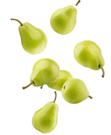 Falling pear, isolated on white backgrou