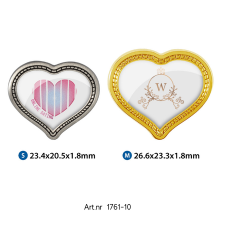 Miniatyrbild: Hjärtformade pins i blank silver och guld