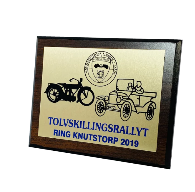 Miniatyrbild: Träplakett med skylt Ring Knutstorp tryck