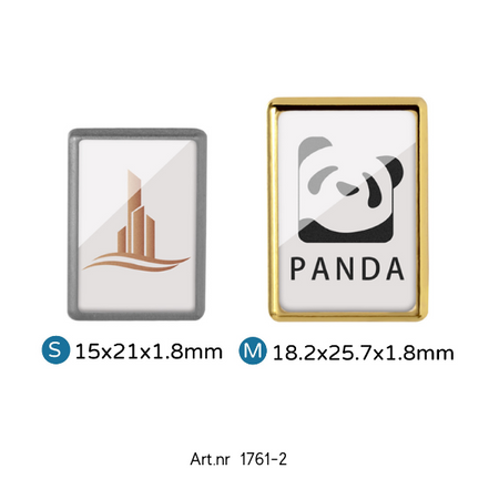 Miniatyrbild: Rektangulära pins i guld och silver