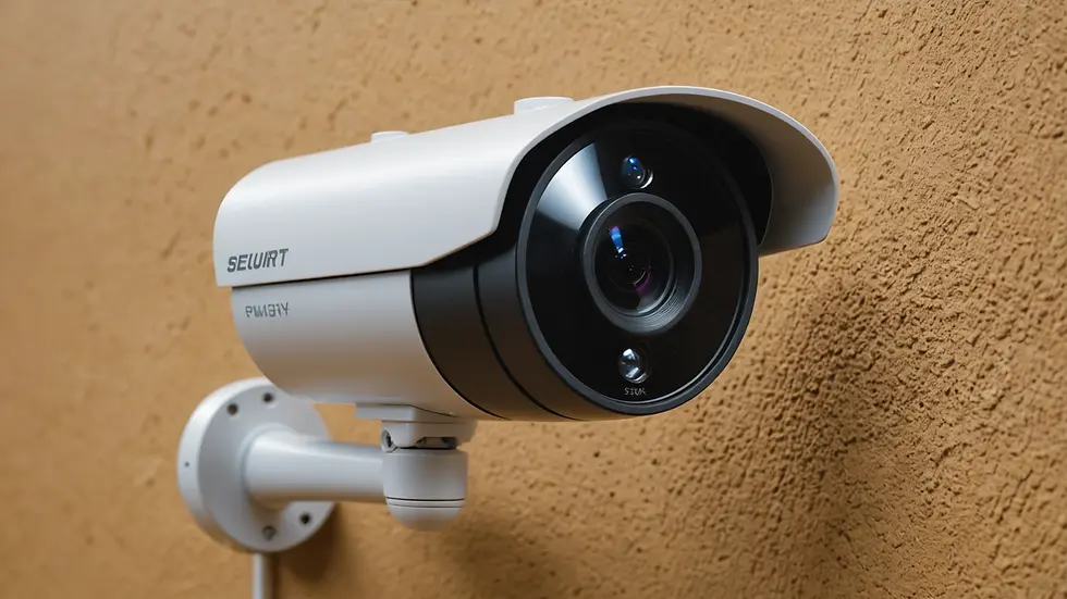 Close-up view of a smart security camera mounted on a wall