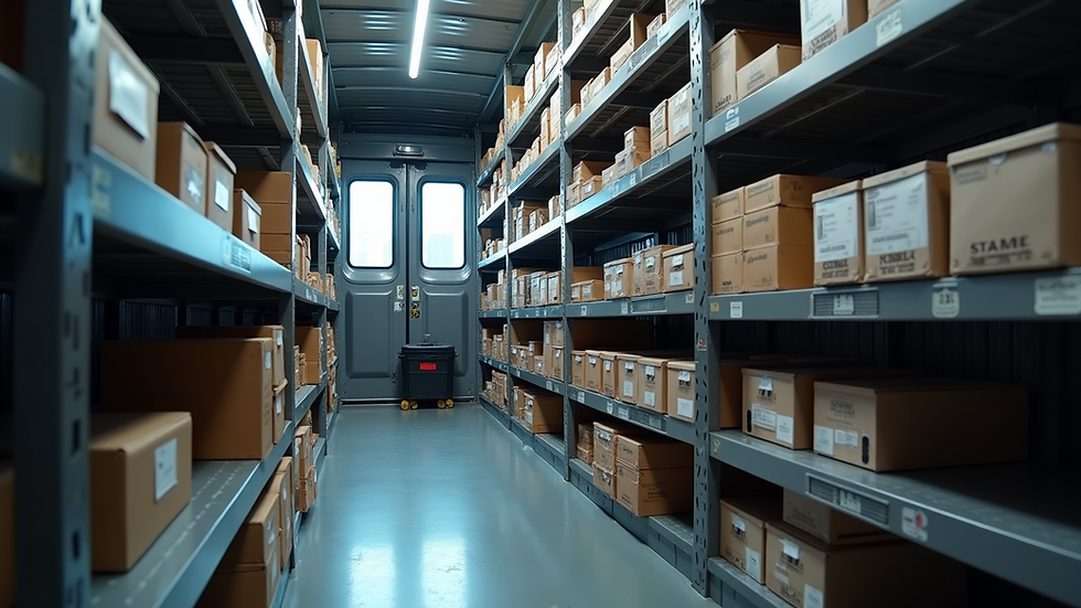 Eye-level view of a well-organized van storage system