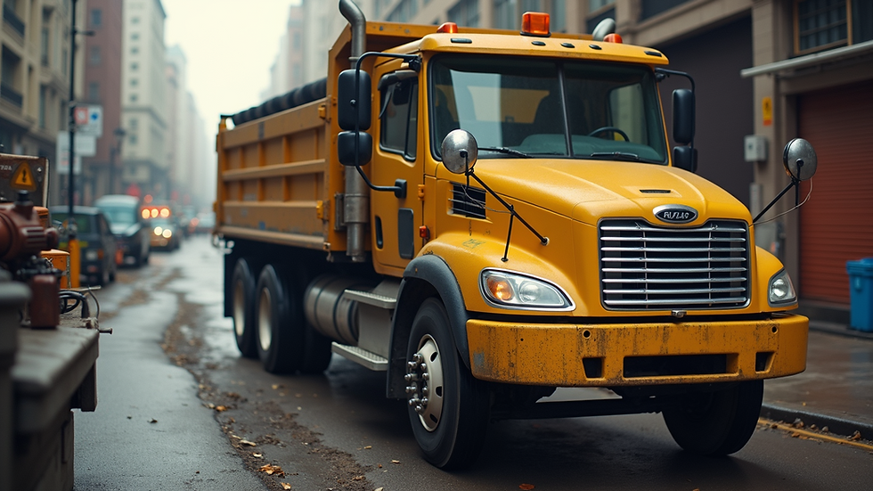 High angle view of a contractor truck with power tools