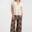 Thumbnail: Eleine Flowy Fabric Printed Elastic Waist Trousers in Brown