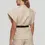 Thumbnail: Carla Quilted Effect Elastic Waist Shorts in Beige