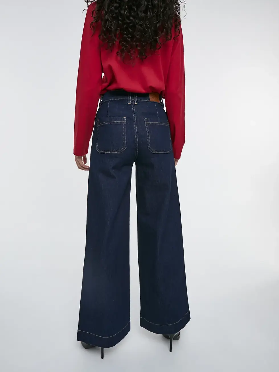 Thumbnail: Veronica Wide Leg High Waist Jeans in Dark Blue