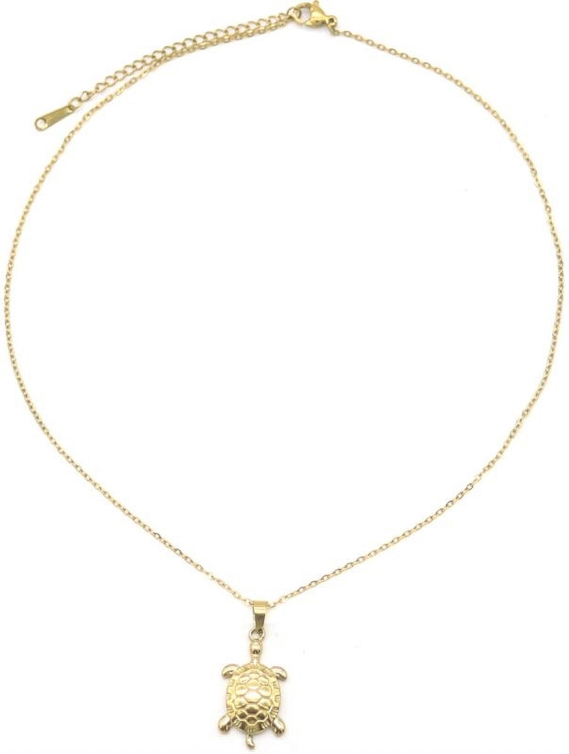 Donatello Stainless Steel Turtle Pendant Necklace in Gold