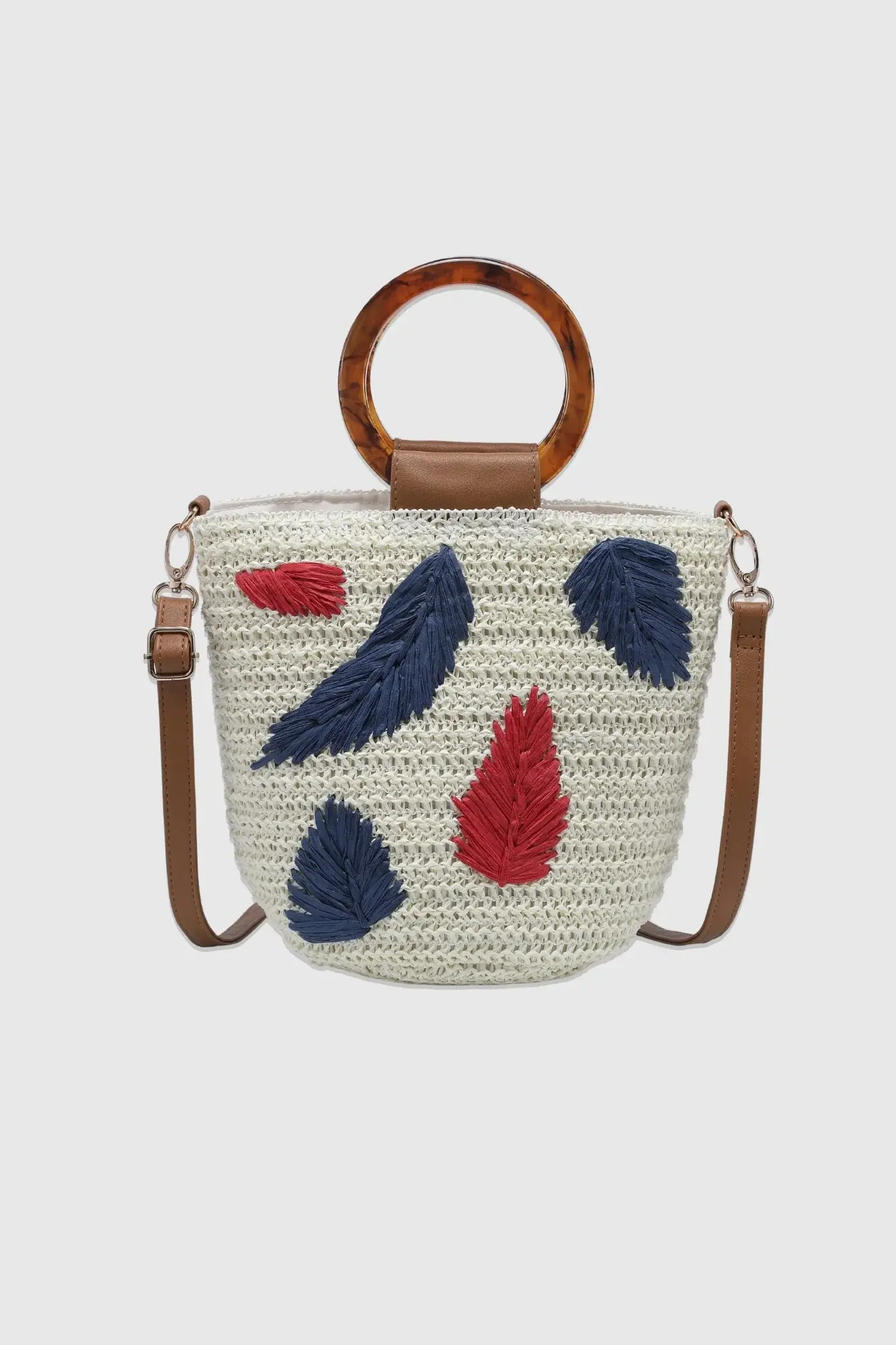 Adriana Acrylic Handle Raffia Bag in White