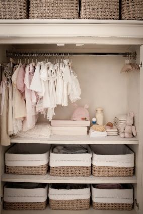 Baskets in Nursery wardrobe creating more usable space.
Image Via Pinterest