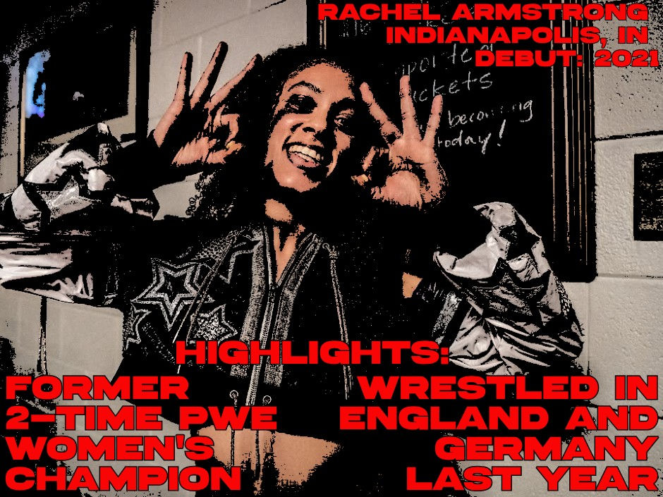 An image of Rachel Armstrong smiling that lists her career accomplishments