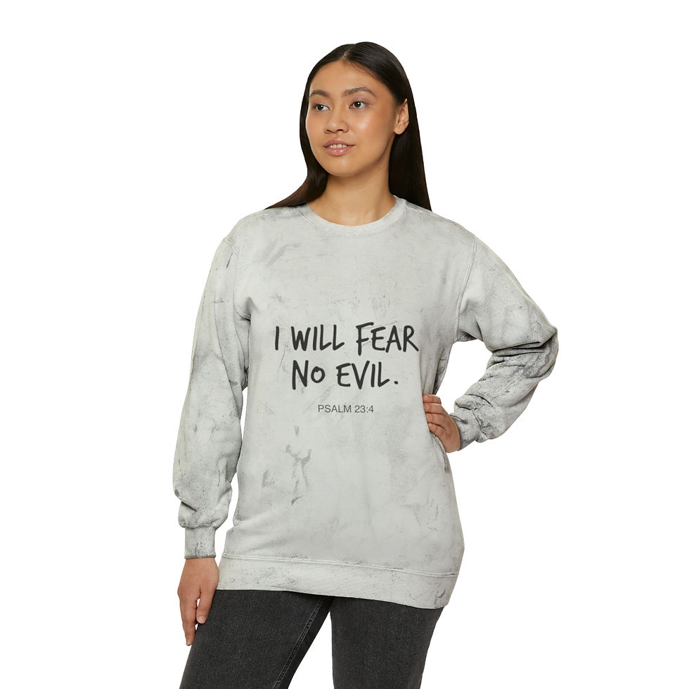Thumbnail: "I Will Fear No Evil" Psalm 23 Unisex Color Blast Crewneck Sweatshirt