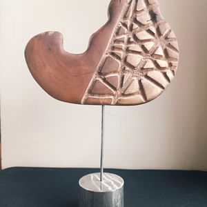 Sculpture en bois et peinture dorée Synthese III face
