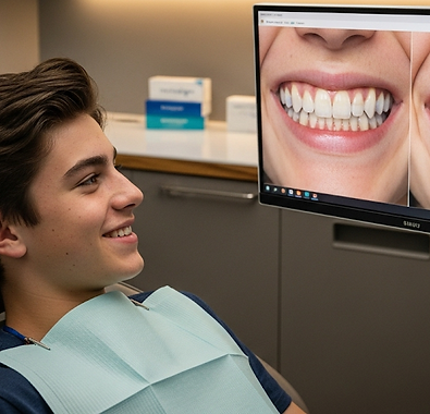 Paciente em tratamento ortodôntico digital na clínica Soma Saúde Integrada em Lajeado