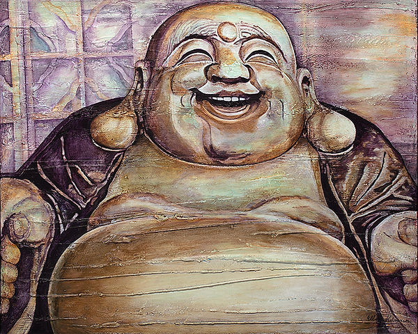 Laughing Buddha happy Buddha smiling prosperity abundance joy painting print