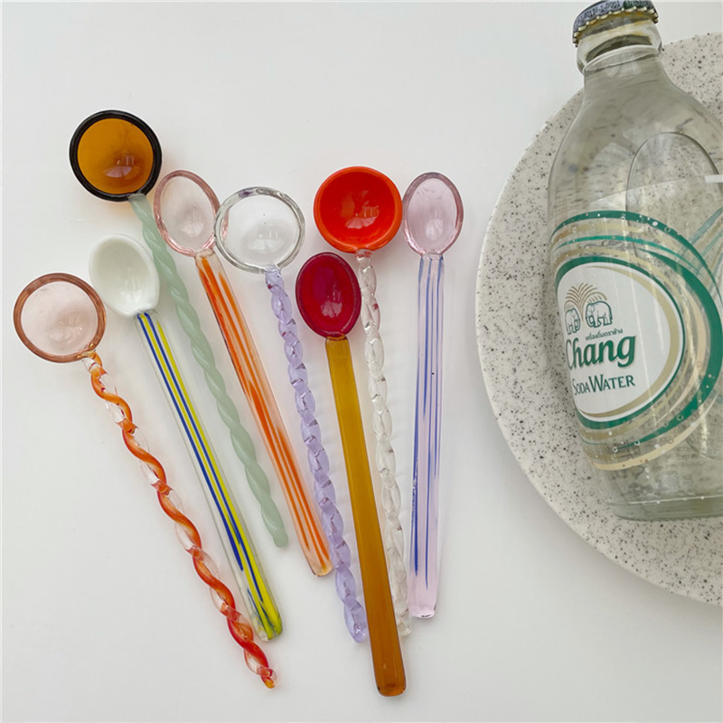 Colored Glass Spiral Coffee Stirring Spoon