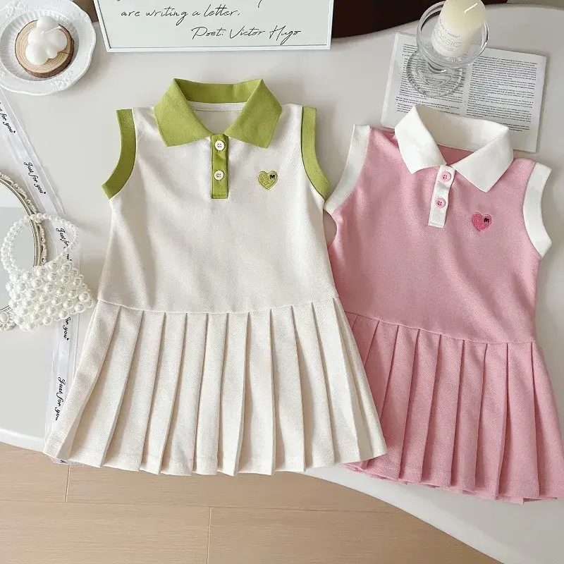 2025 Children Dress Spring Summer Turn-Down Collar Kids Clothes Fashion Toddler