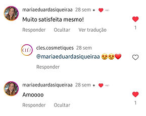 Depoimento. Feedback positivo de cliente satisfeita.