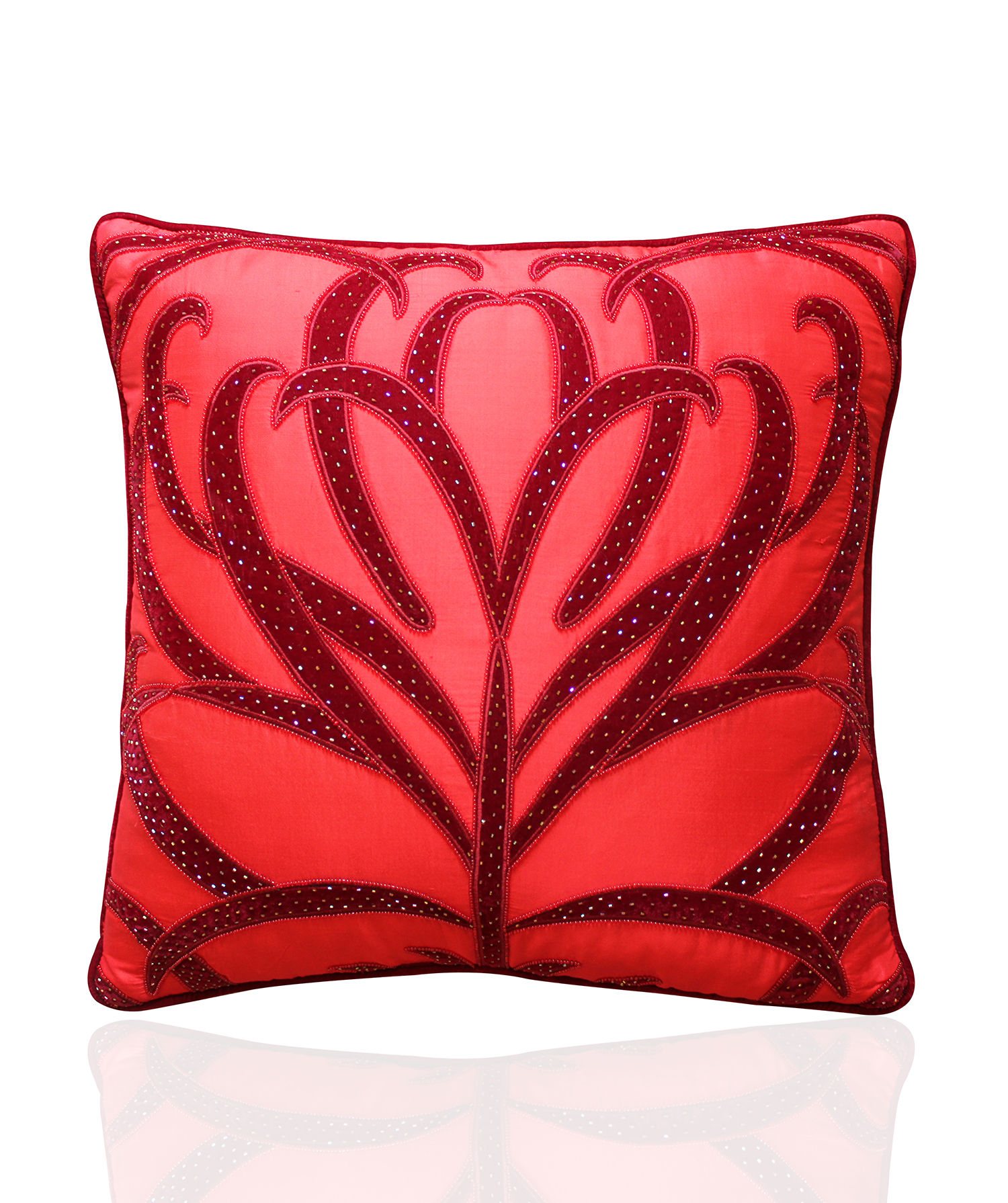 Botanical Velvet Appliqué  Pillow Cover