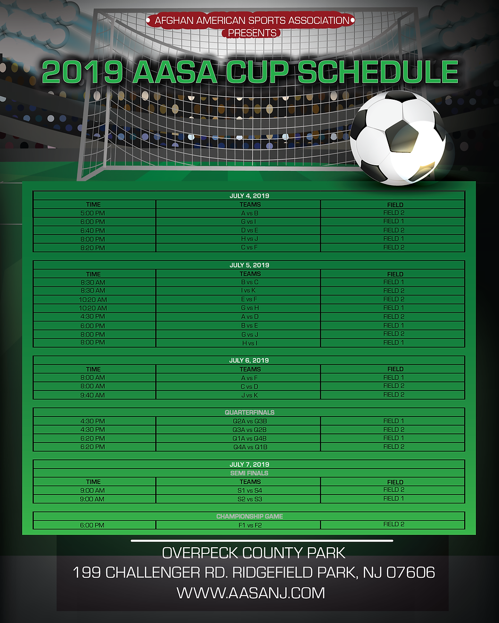 The schedule before the draw.