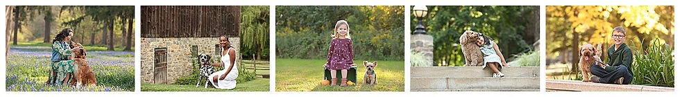 dogs with children of all ages in outdoor settings
