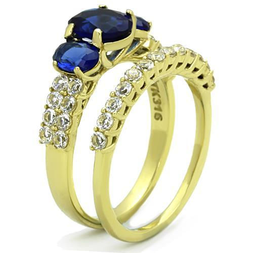 Thumbnail: TK1720 - IP Gold(Ion Plating) Stainless Steel Ring with Synthetic Synthetic Glas