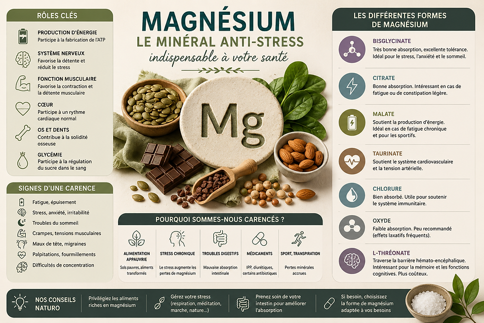 Carence en magnésium : symptômes, causes et meilleures formes de supplémentation