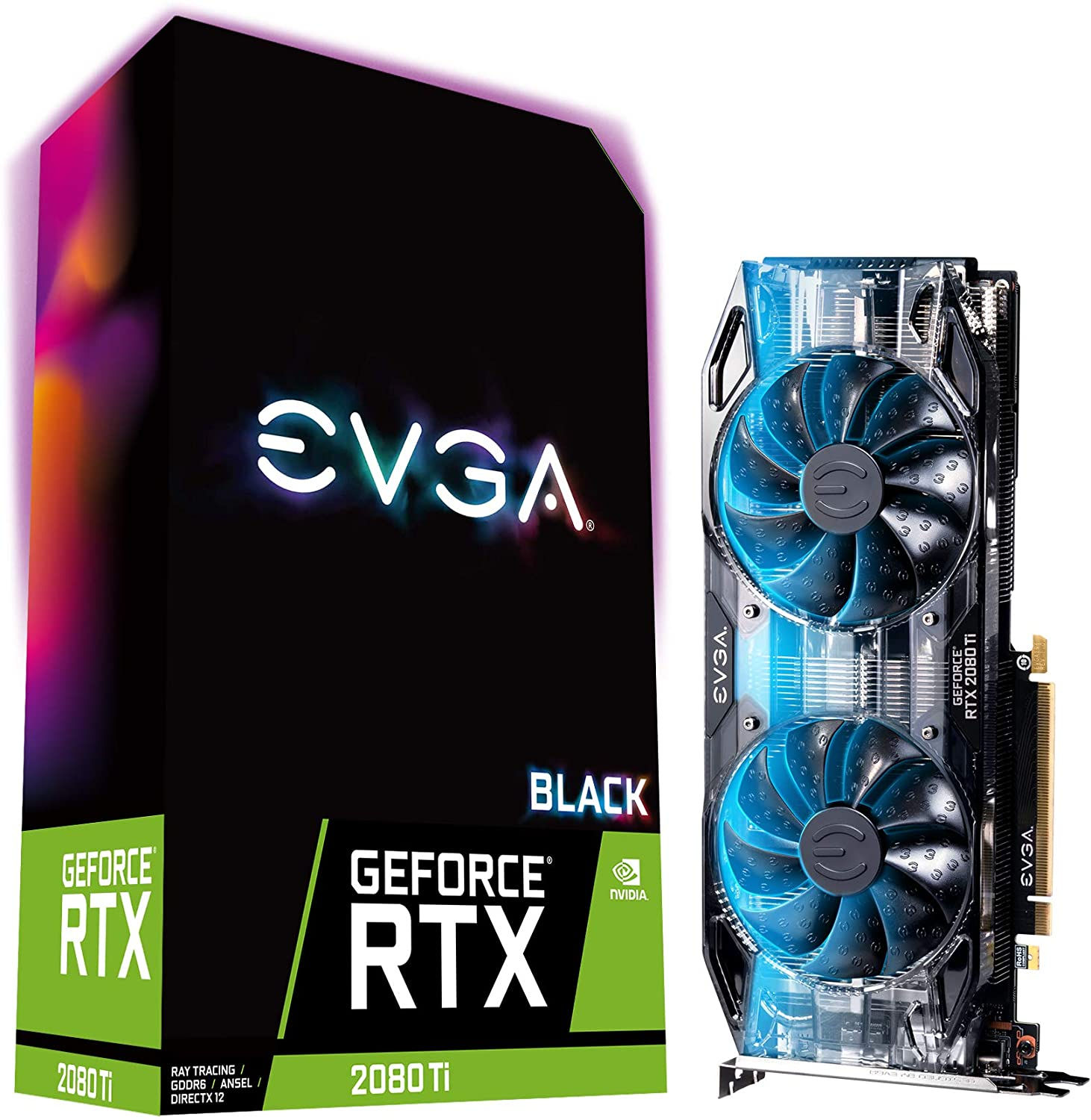 EVGA RTX 2080 Ti Black Edition Gaming, 11GB GDDR6, Dual HDB Fans & RGB LED GC