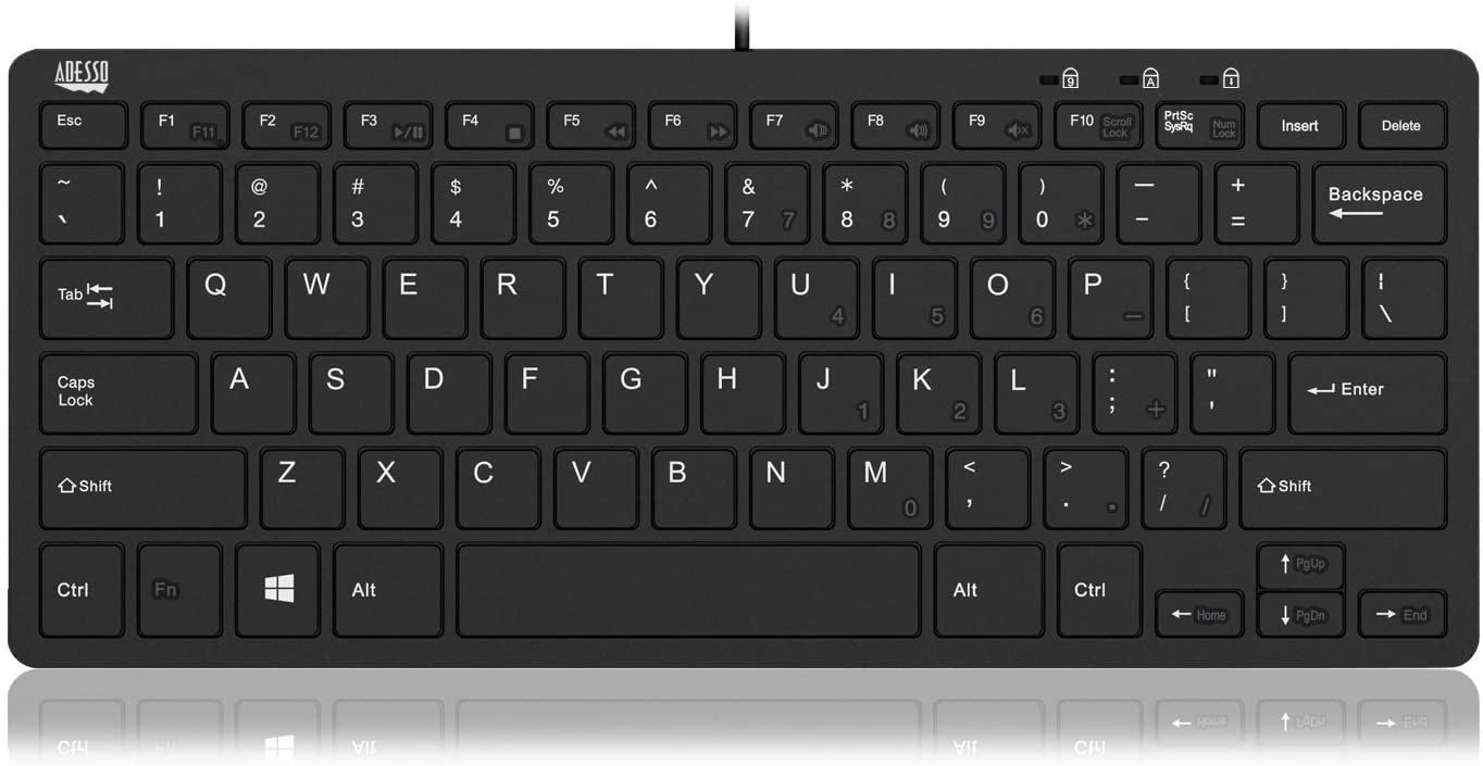 Adesso AKB-510HB SlimTouch 11.25inch Mini Multimedia Keyboard with 2xUSB Hubs