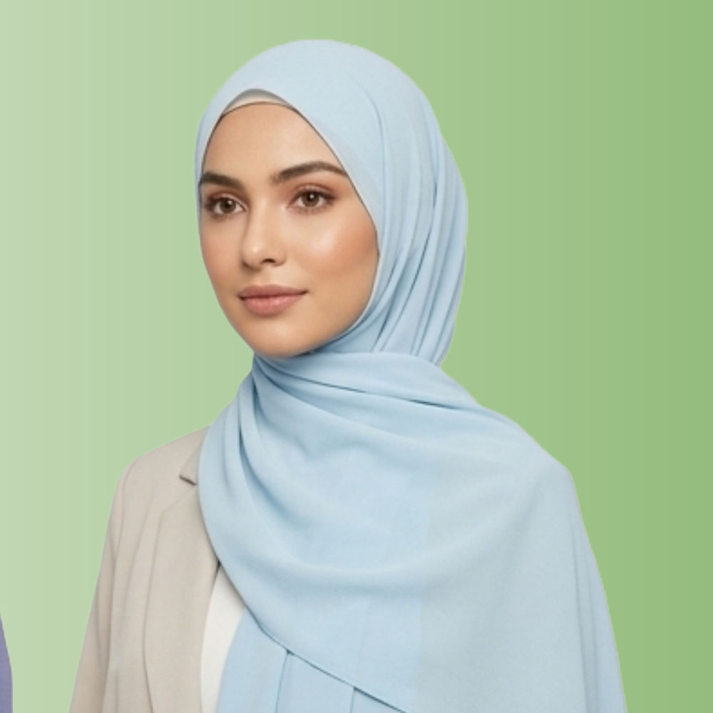 Pewter Blue Chiffon Georgette Hijab