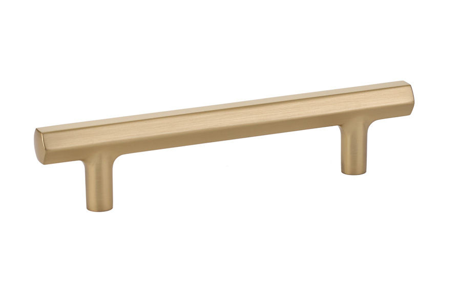 Brushed brass bar cabinet pull ideal for shaker cabinets