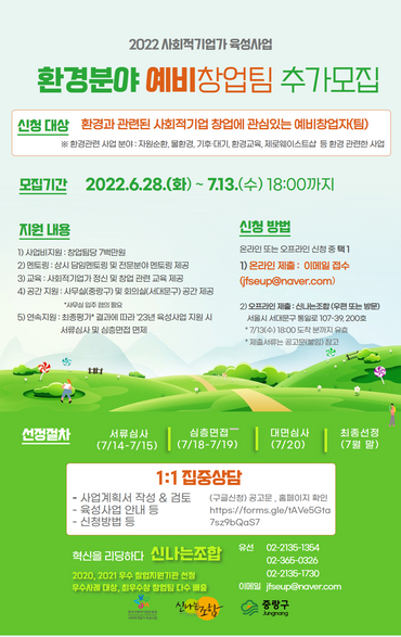 2022년도 사회적기업가 육성사업 환경분야 예비창업팀 추가모집