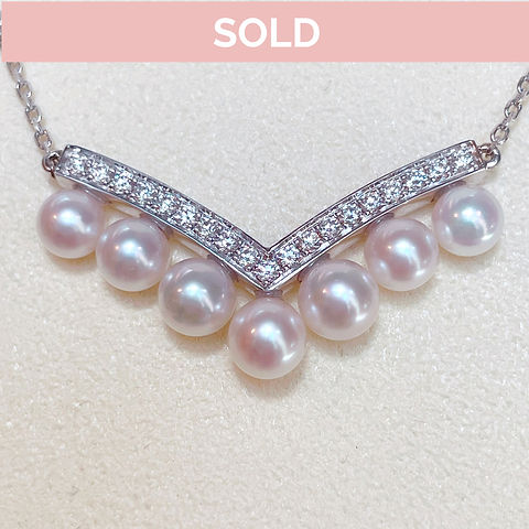 18金WGアコヤパール&ダイヤモンドネックレス | Tokuyu Shop 