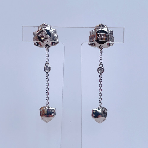 18金WG揺れるローズモチーフダイヤモンドピアス | Tokuyu Shop