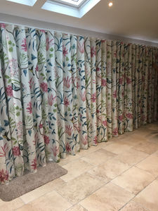 flower covered curtains