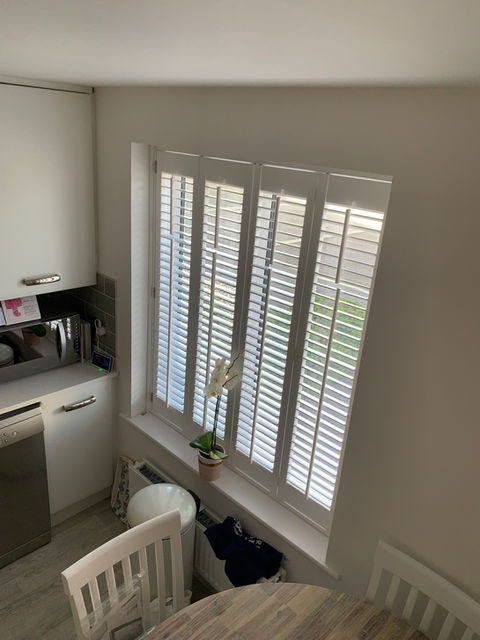 aerial internal shot of large kitchen window with new shutters
