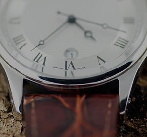 Close Up of Luxury Swiss Leather Watch